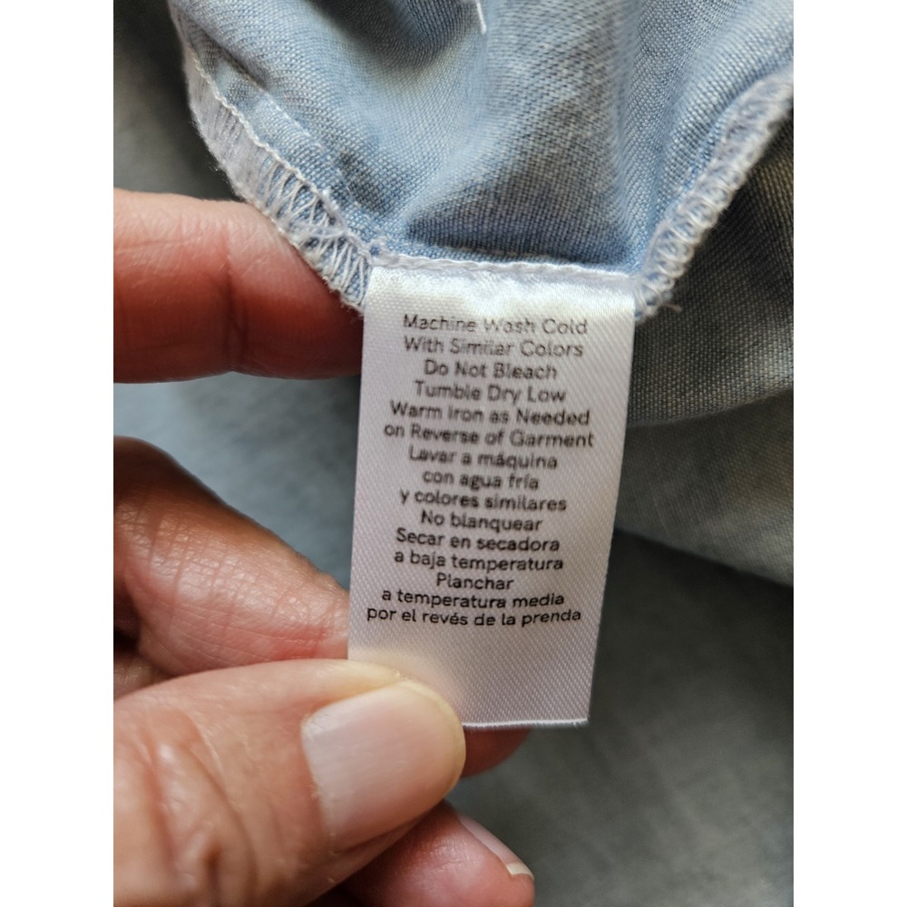 NWT Venus Light Wash Blue Denim Smocked Bodice Halter Tiered Maxi Dress, Plus 3X - Picture 9 of 9